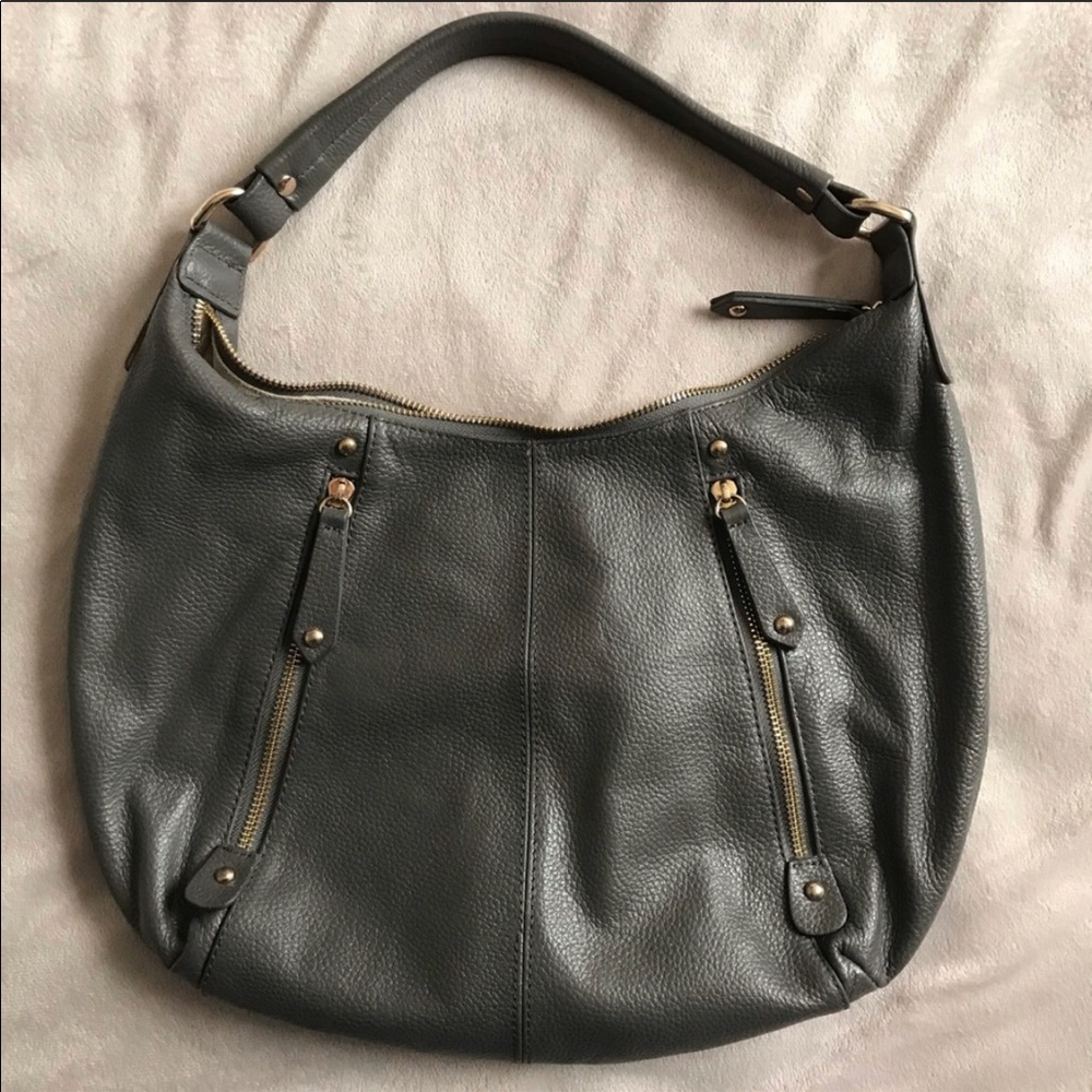 Erica Anenberg Gray leather shoulder purse